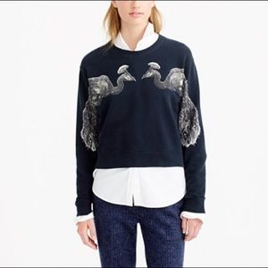 J. Crew Peacock Sleeve Cropped Sweatshirt K910